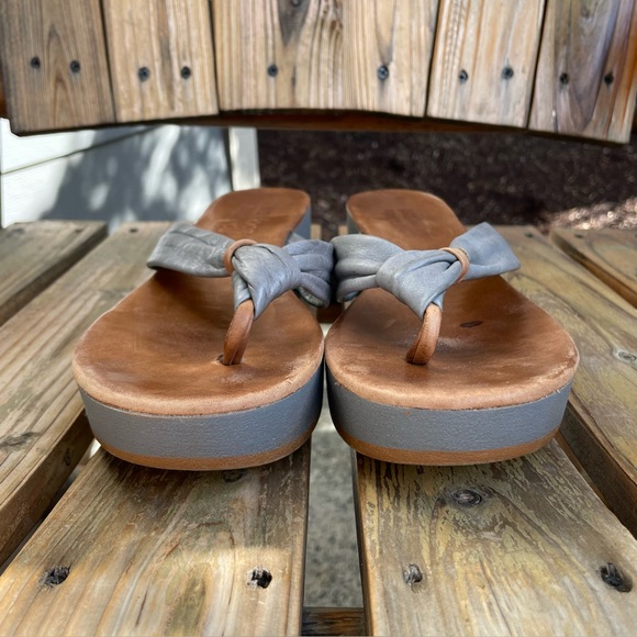 MIZ MOOZ Inuovo Gray Leather Wedge Sandal Flip Flop Thong Womens US 10 EUR 41 - Picture 7 of 15